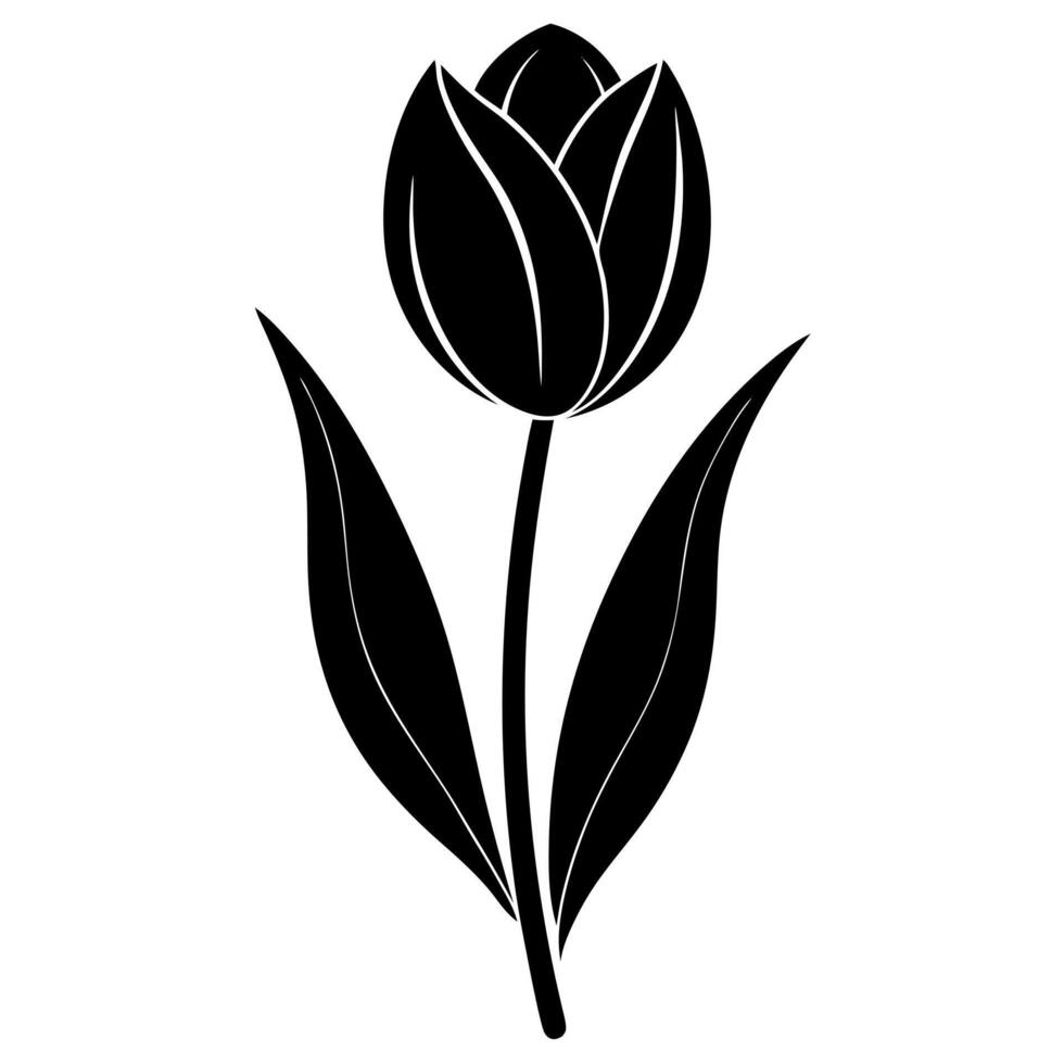 black and white illustration of a tulip vector