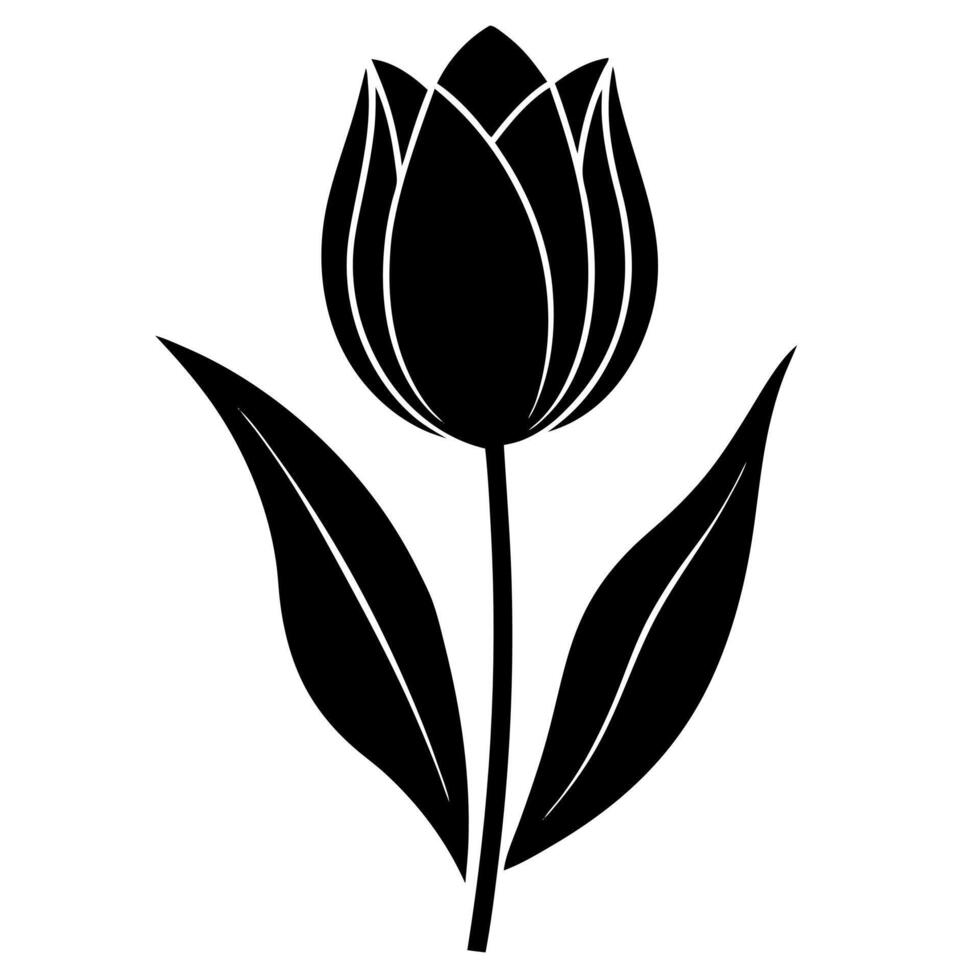 black and white illustration of a tulip vector