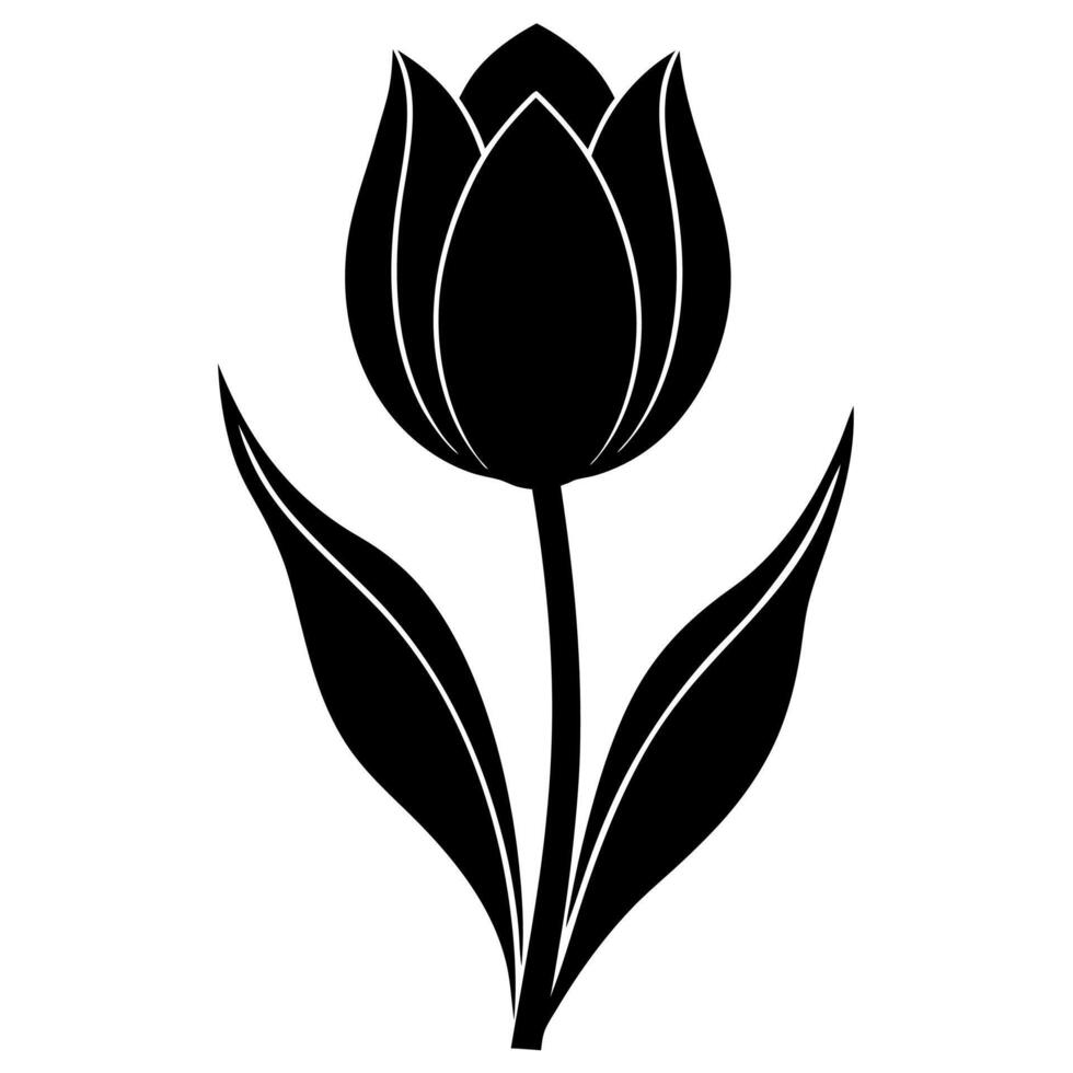 black and white illustration of a tulip vector