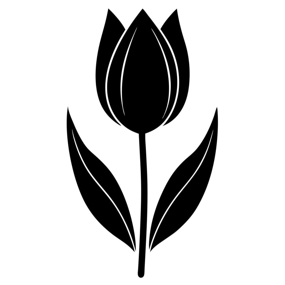 black and white illustration of a tulip vector