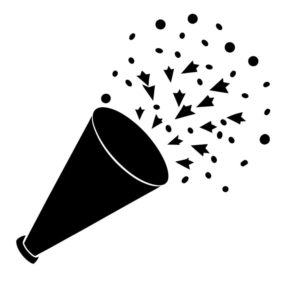 Confetti popper black silhouette illustration vector