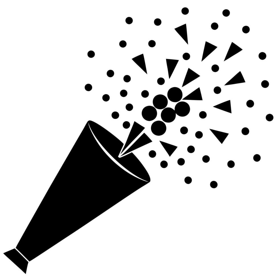 Confetti popper black silhouette illustration vector
