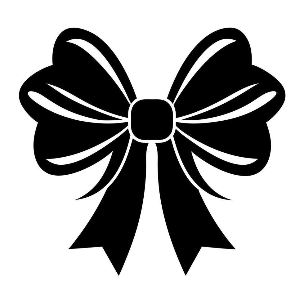 Gift ribbon black silhouette illustration vector