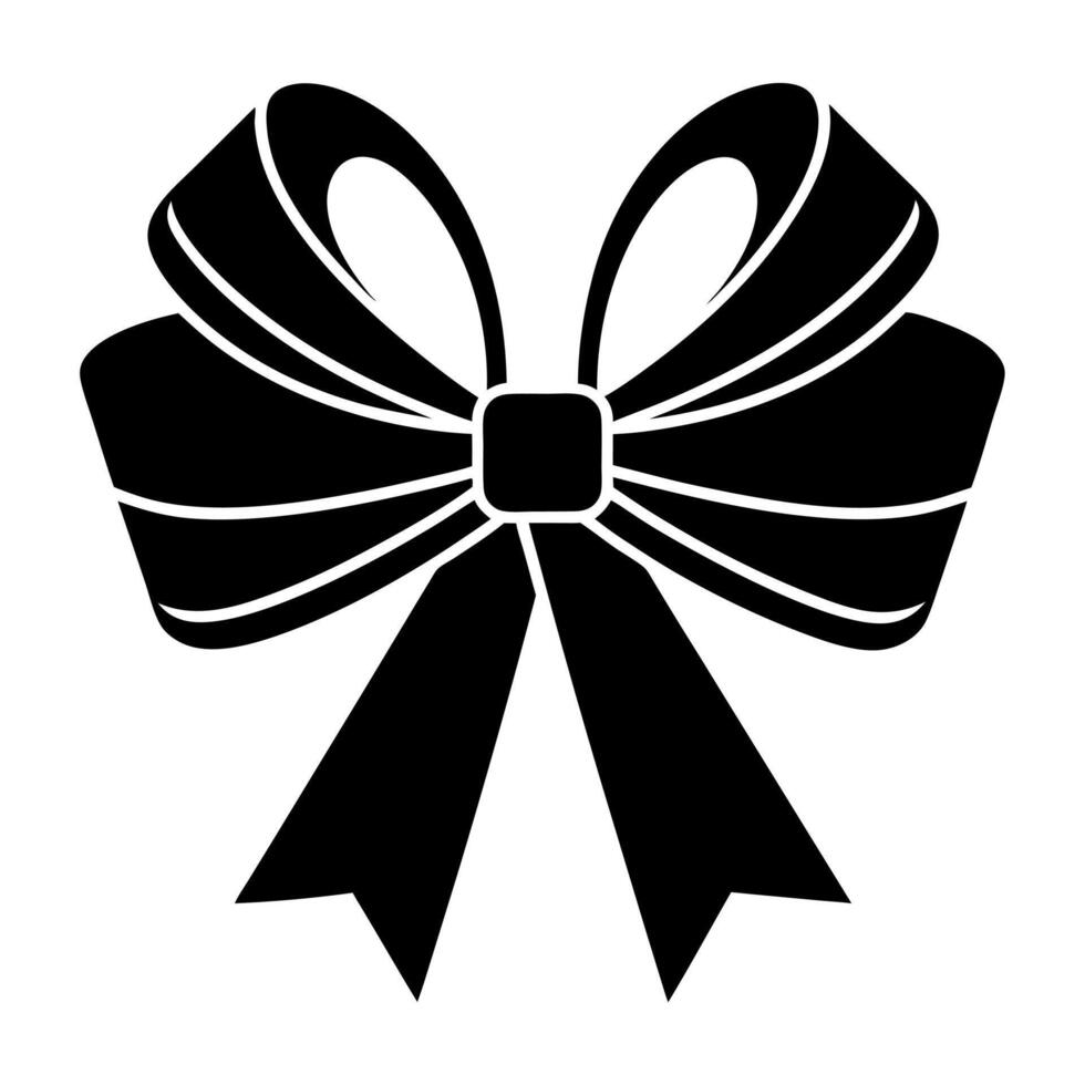 Gift ribbon black silhouette illustration vector