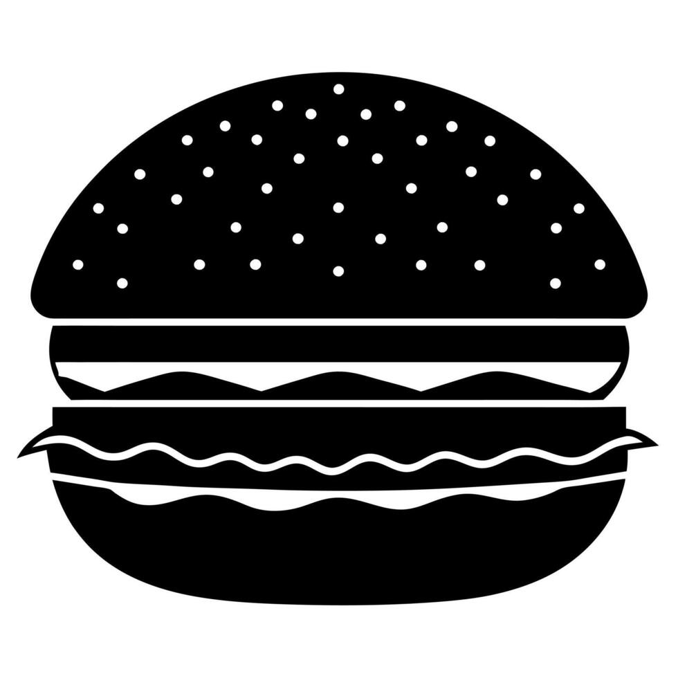 Burger black silhouette illustration vector