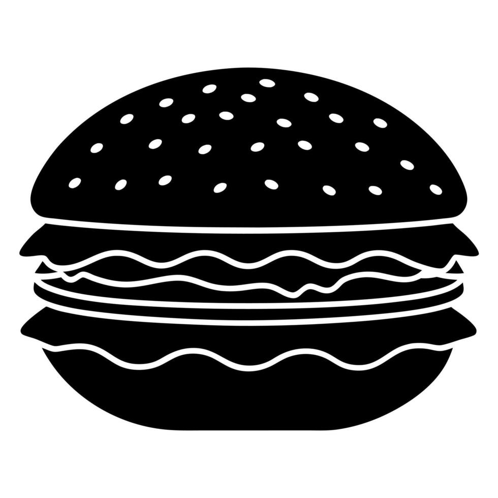 Burger black silhouette illustration vector