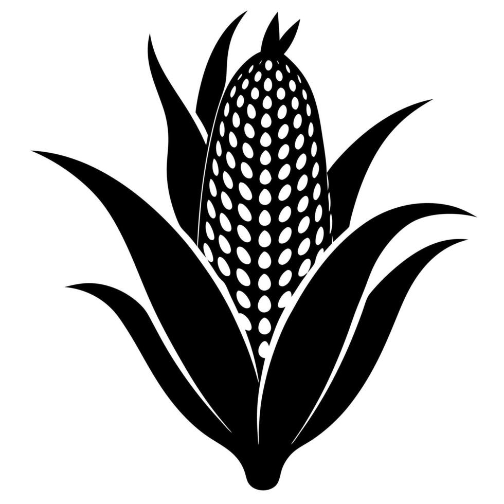 Corn black silhouette illustration vector