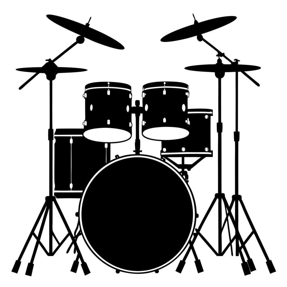 Drum kit black silhouette illustration vector
