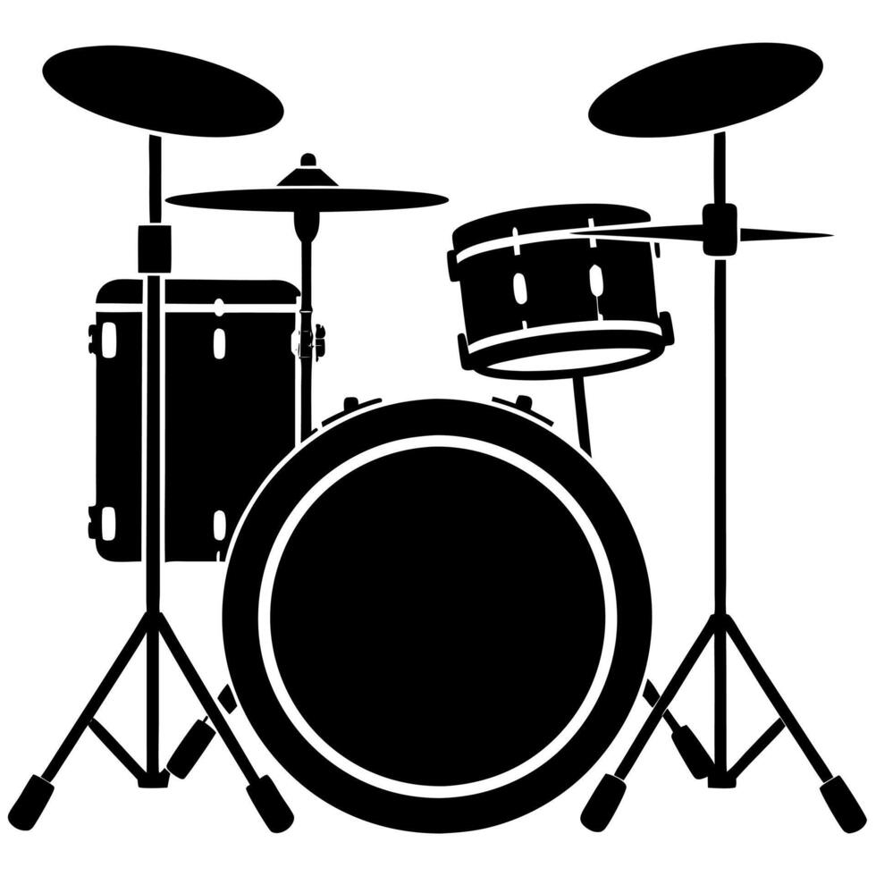Drum kit black silhouette illustration vector