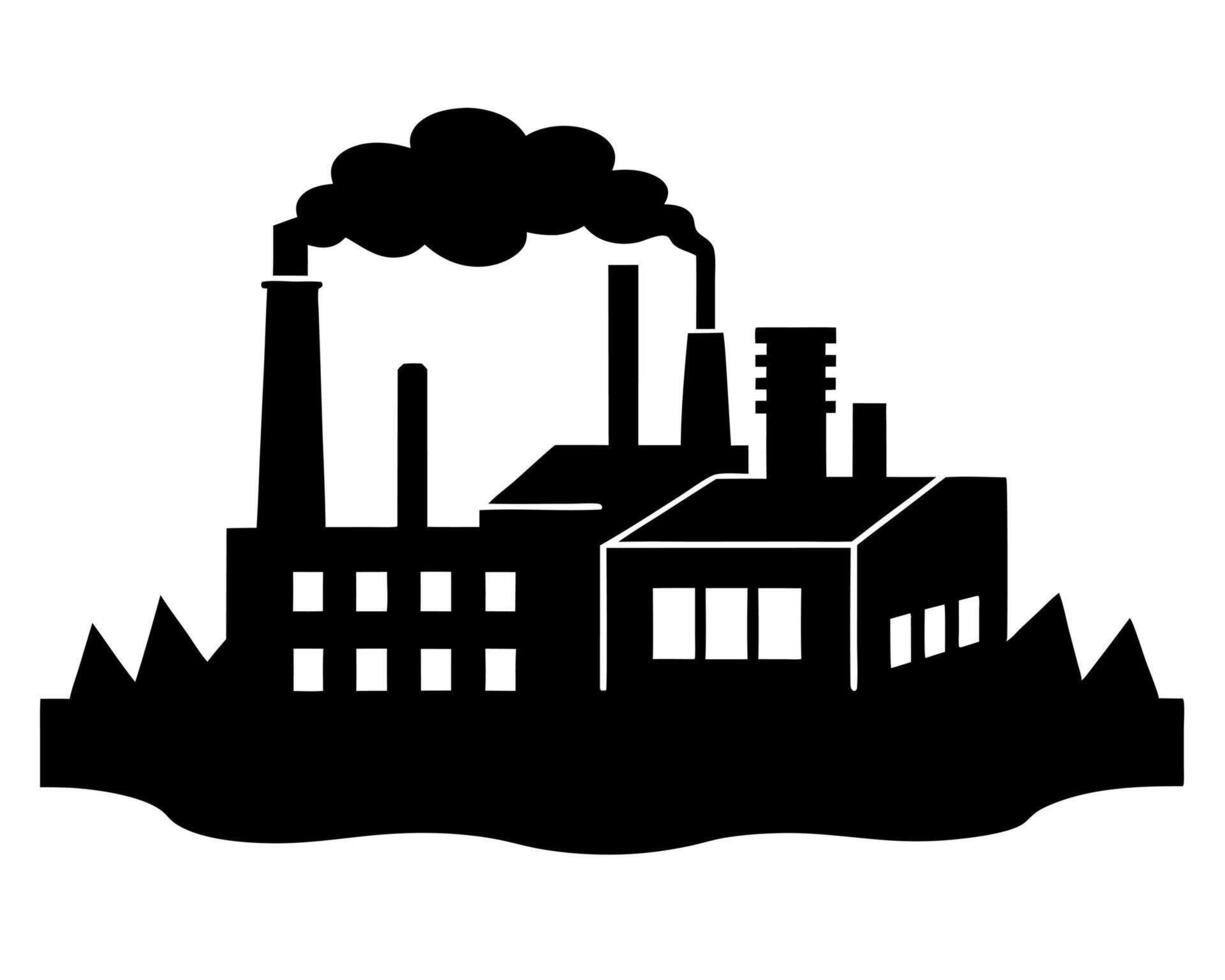 Factory black silhouette illustration vector