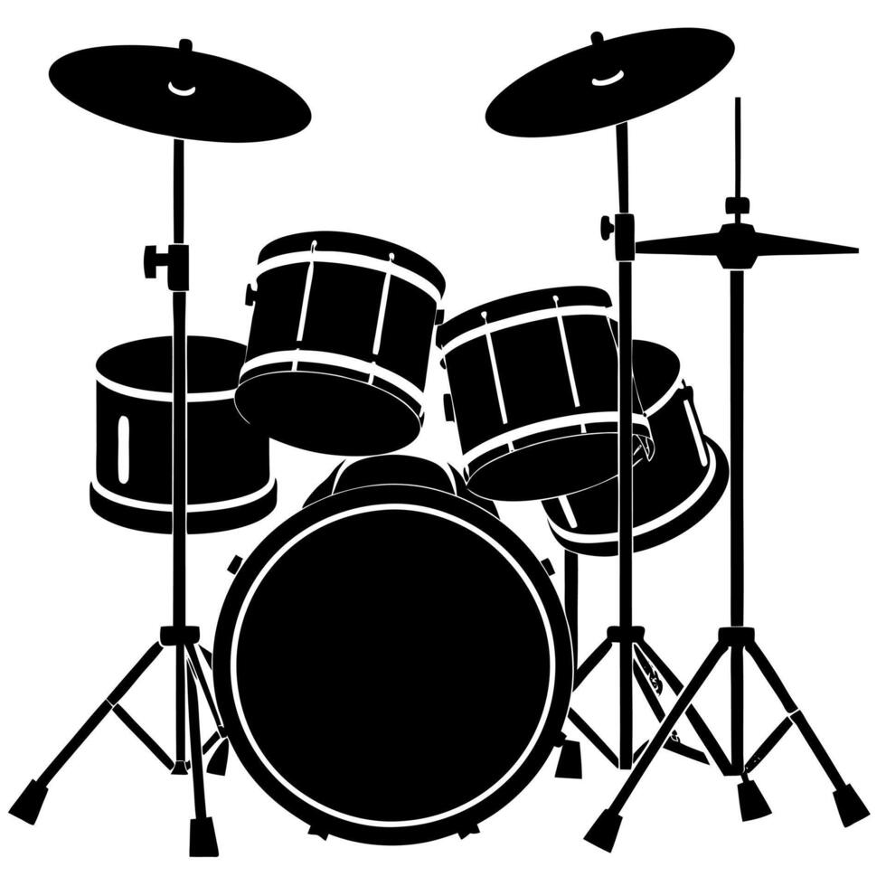 Drum kit black silhouette illustration vector