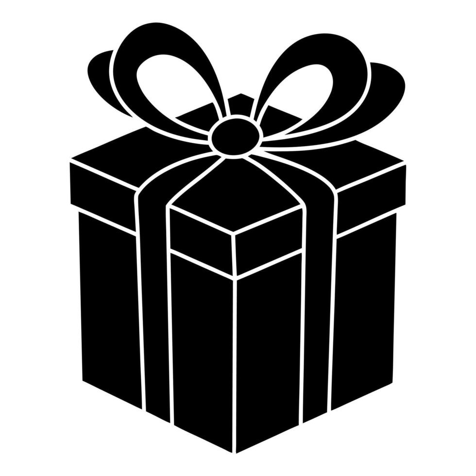 Gift box black silhouette illustration vector