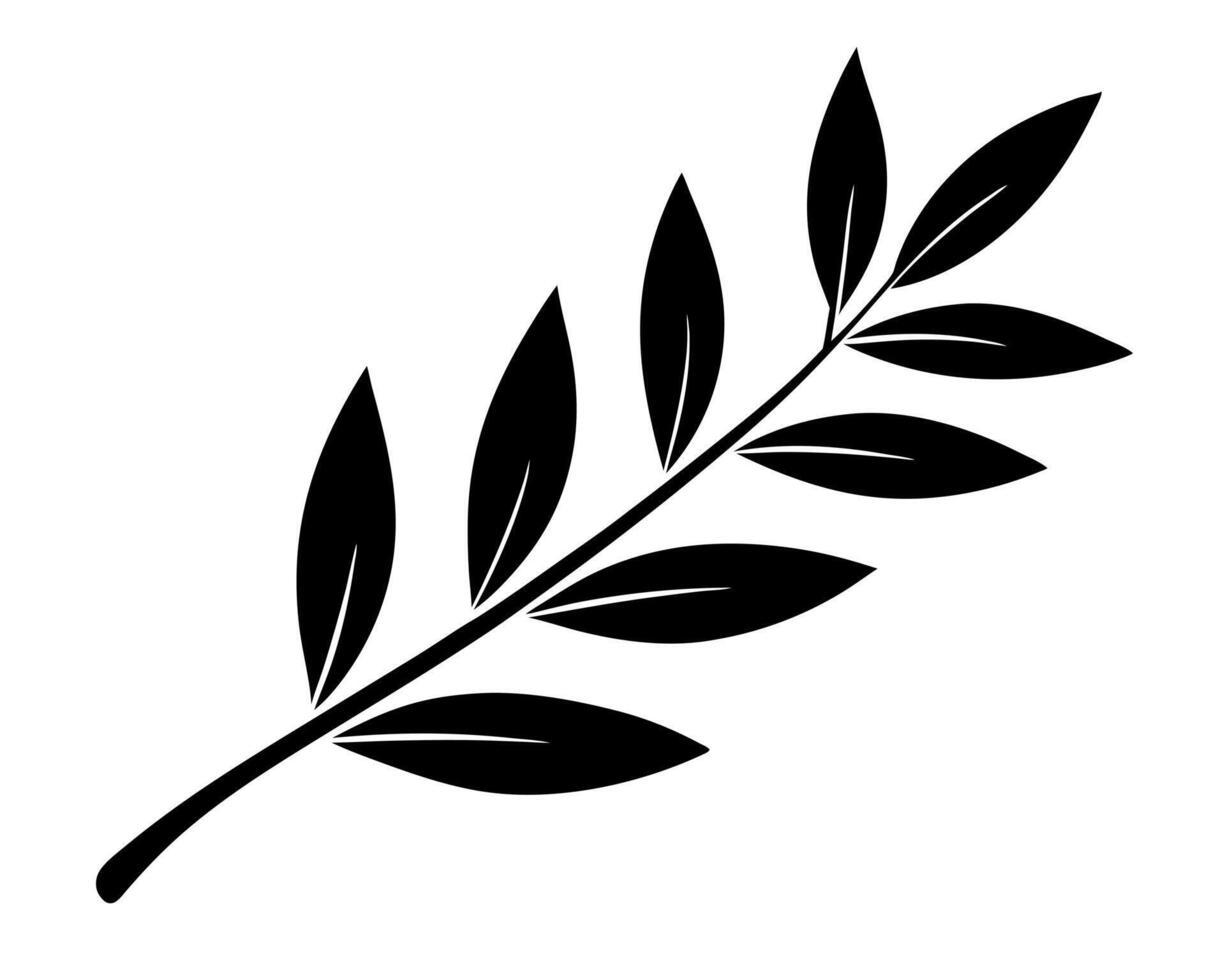 Olive leaf black silhouette illustration vector