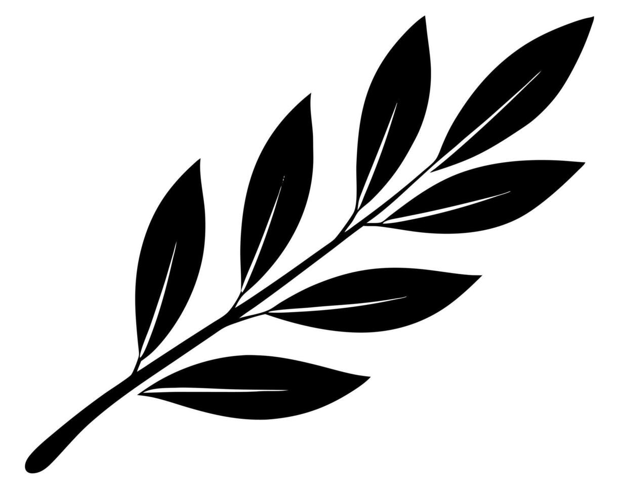 Olive leaf black silhouette illustration vector