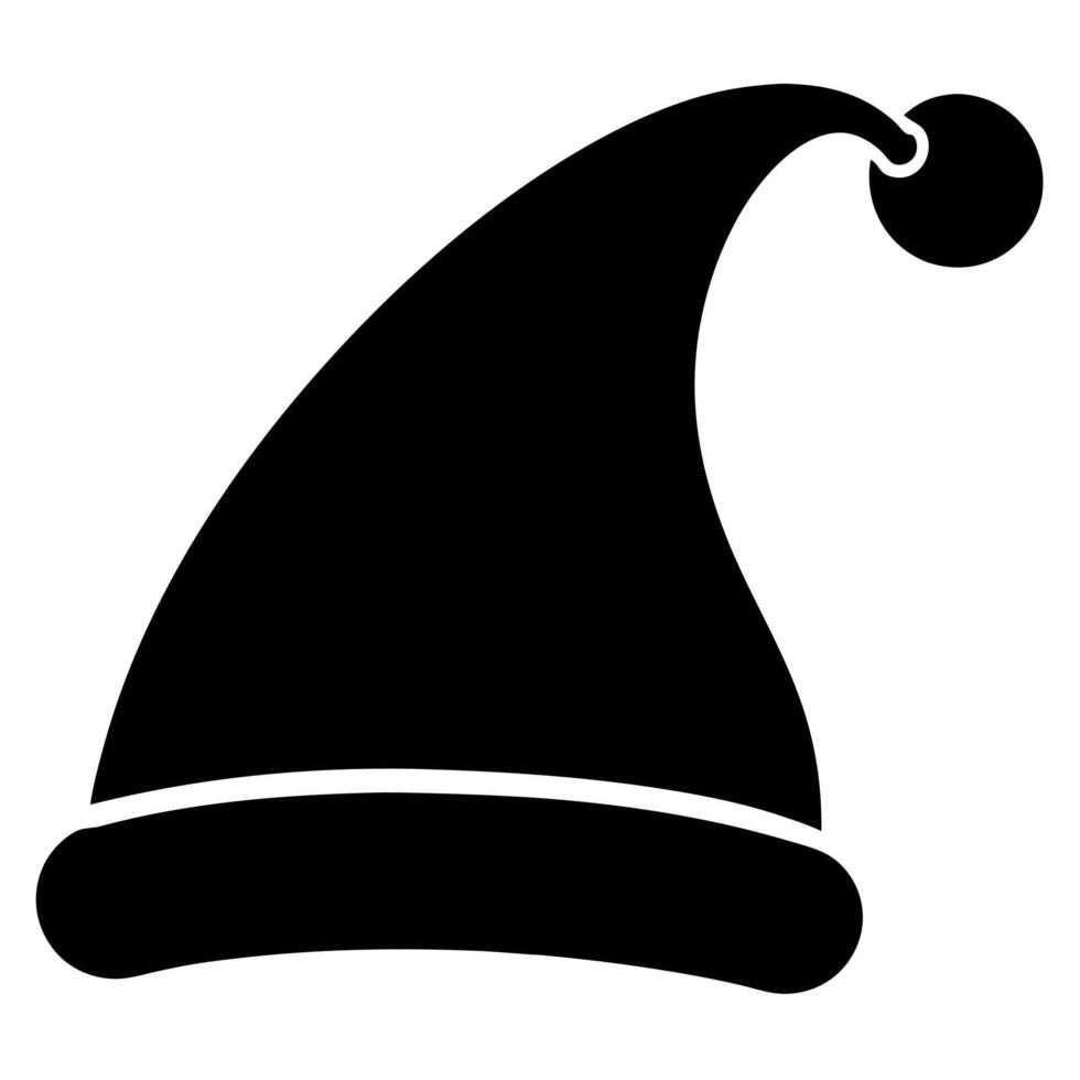 Santa Claus hat black silhouette illustration vector