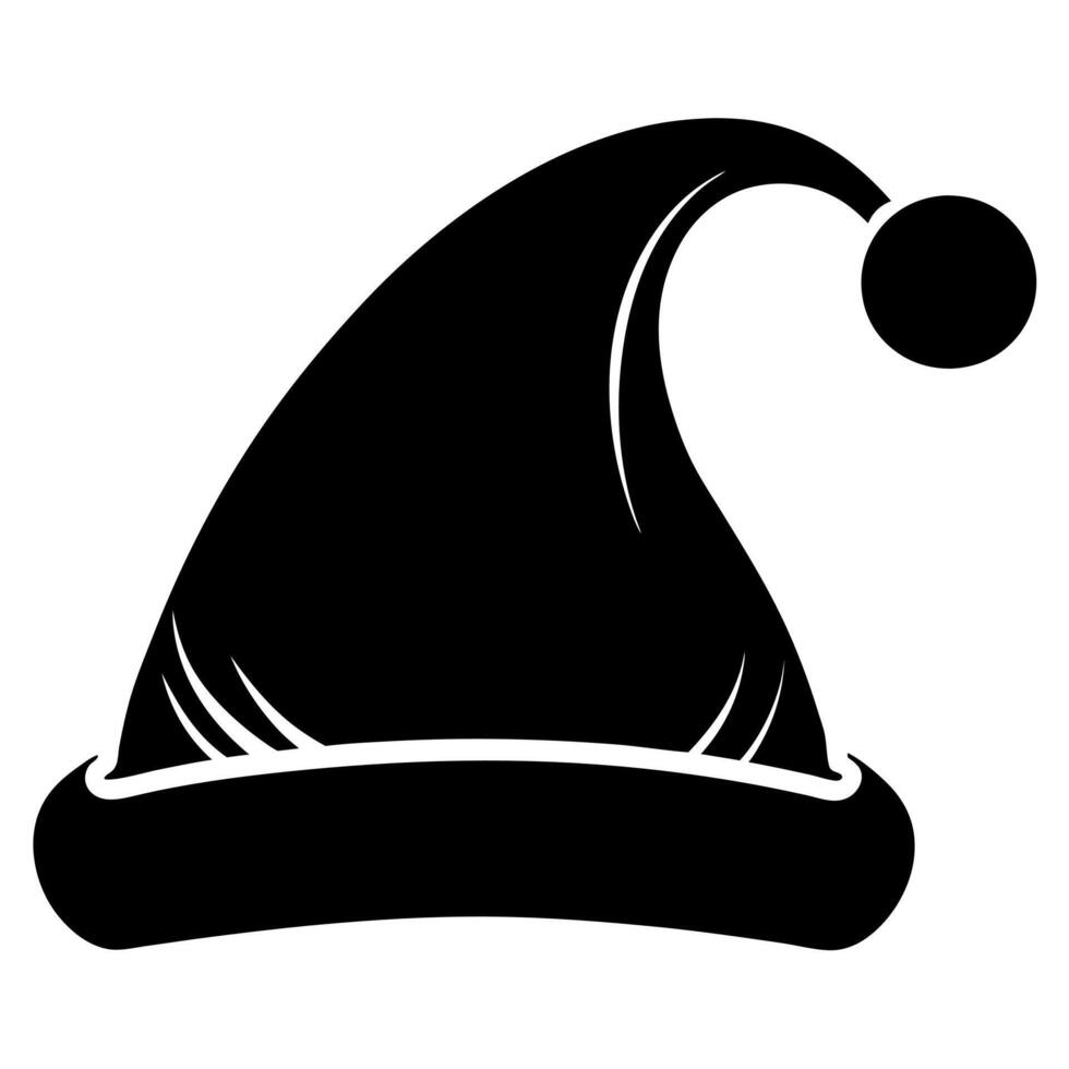 Santa Claus hat black silhouette illustration vector