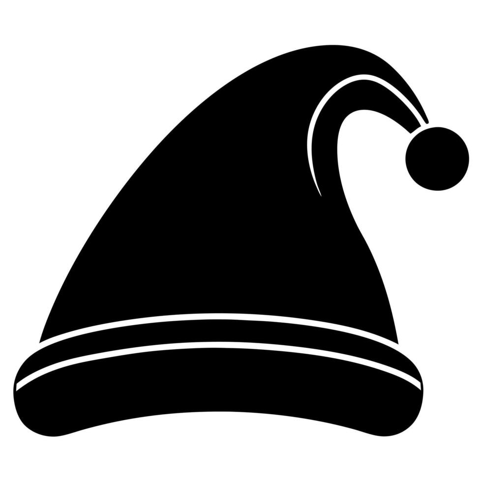 Santa Claus hat black silhouette illustration vector