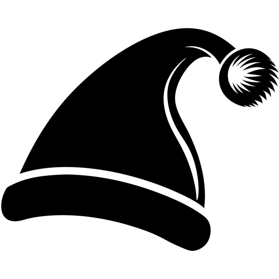 Santa Claus hat black silhouette illustration vector