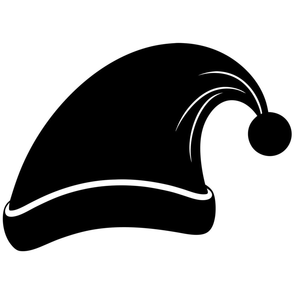 Santa Claus hat black silhouette illustration vector