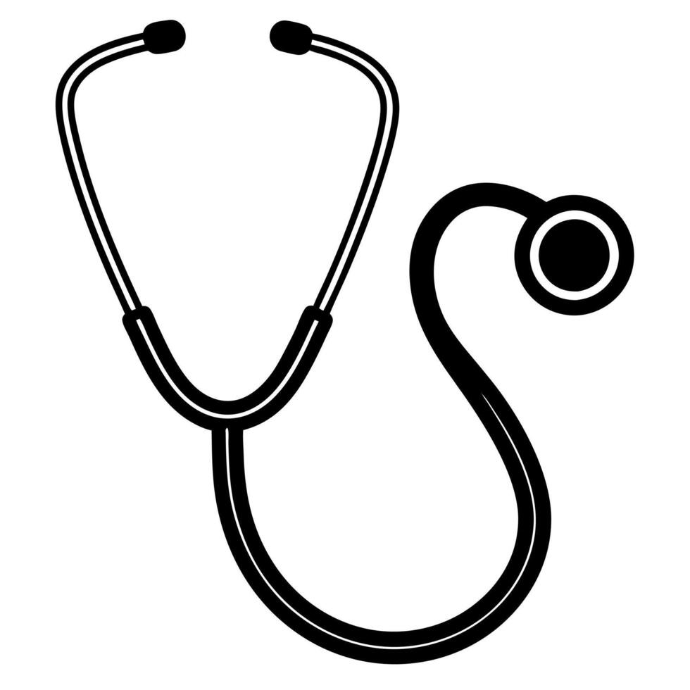 Stethoscope black silhouette illustration vector