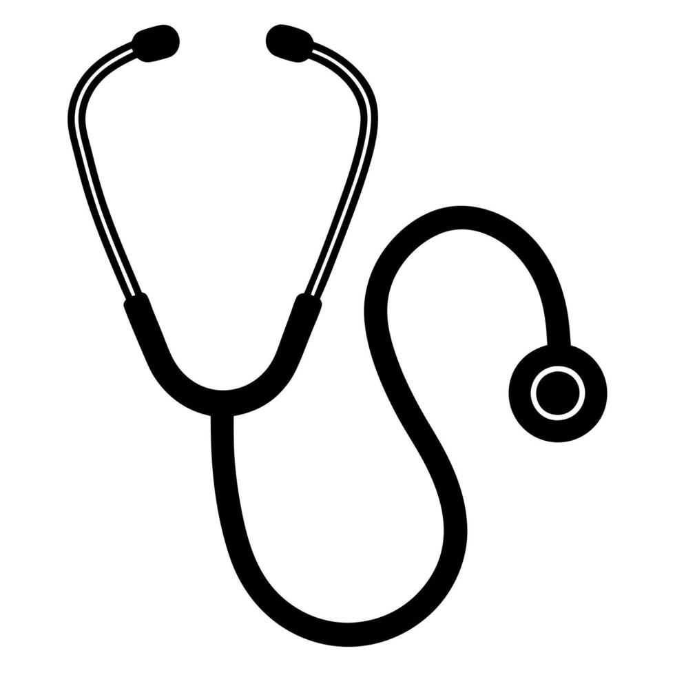 Stethoscope black silhouette illustration vector