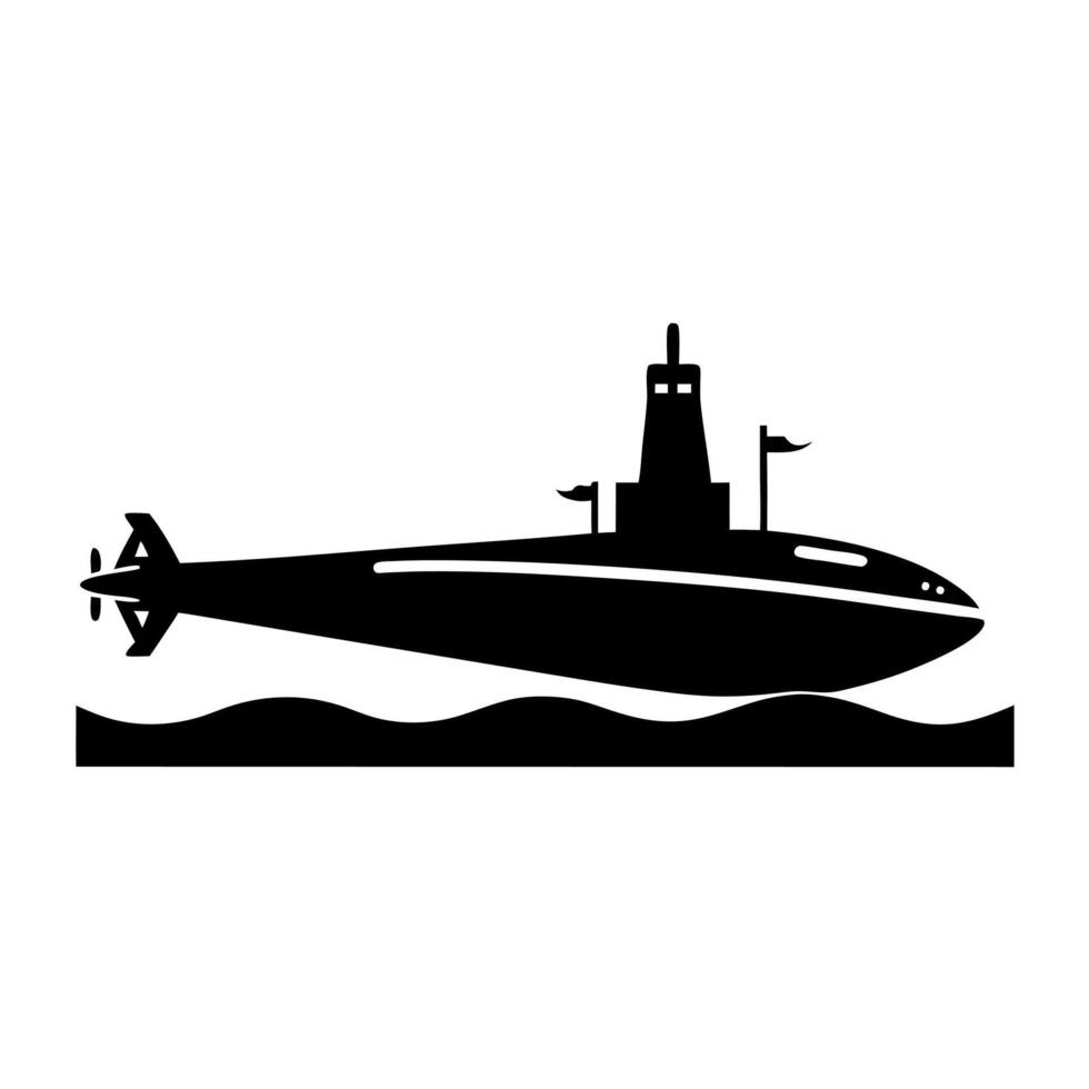 Submarine black silhouette illustration vector
