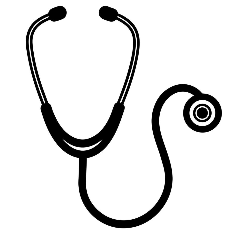 Stethoscope black silhouette illustration vector