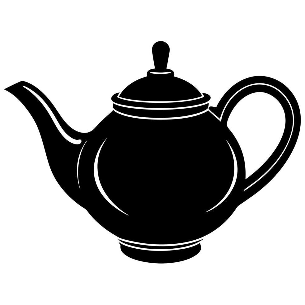 Teapot black silhouette illustration vector