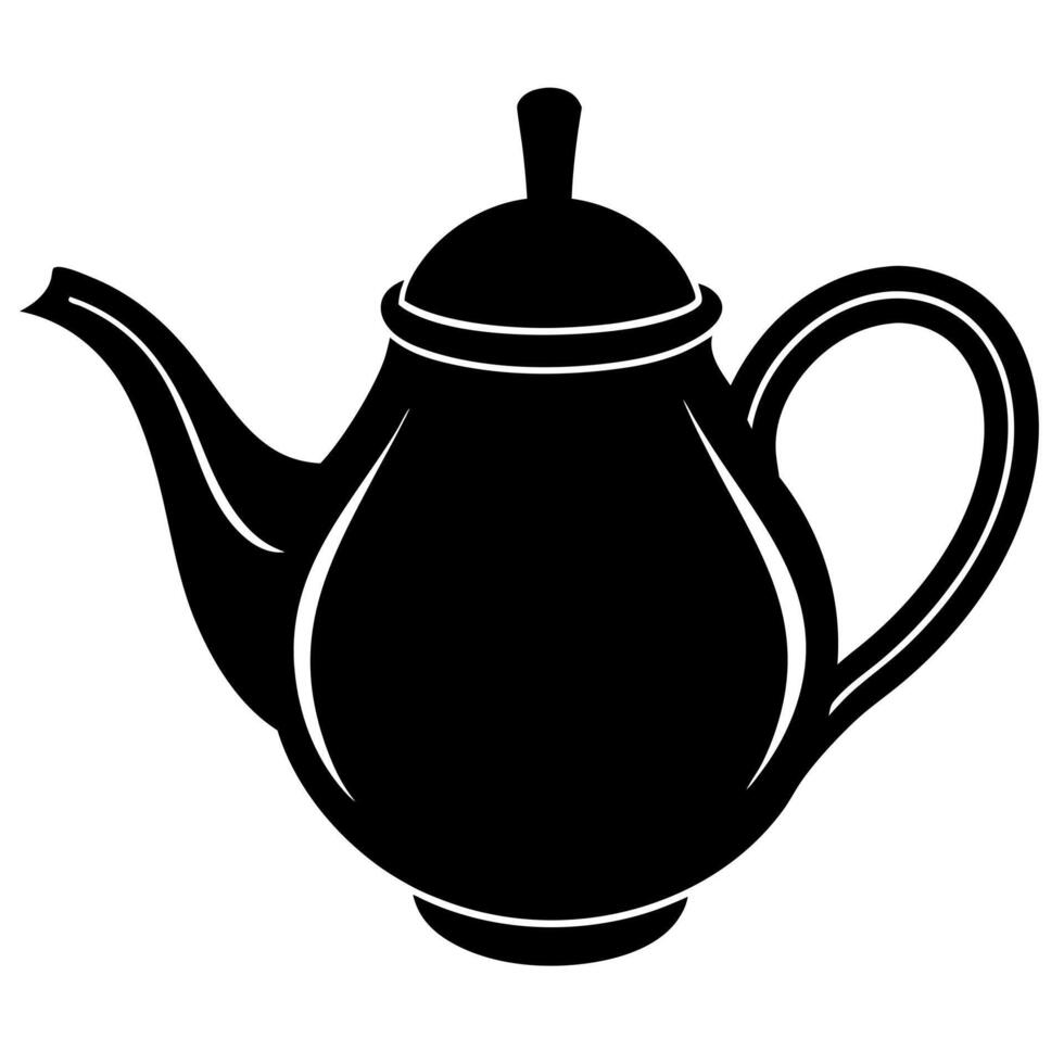 Teapot black silhouette illustration vector