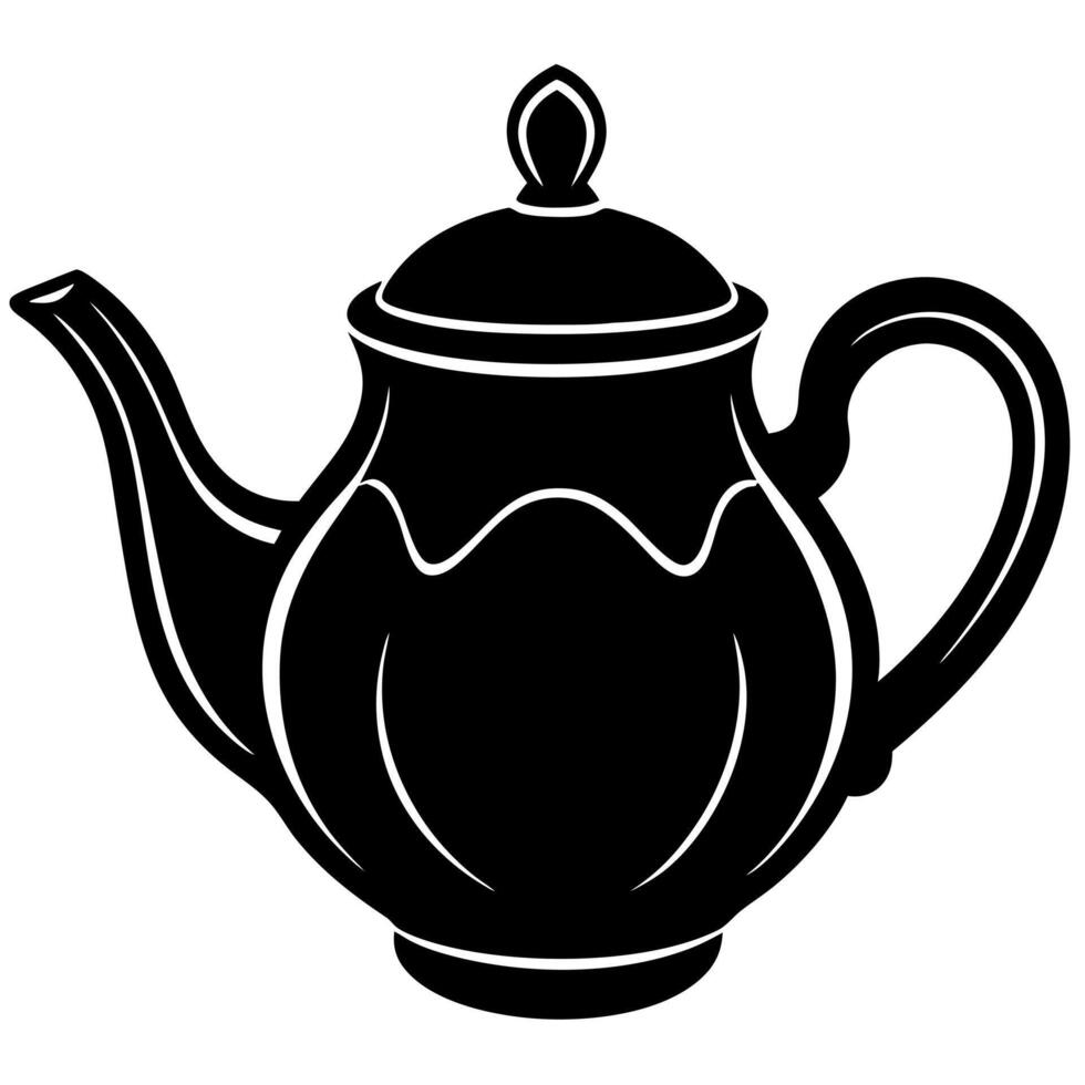 Teapot black silhouette illustration vector