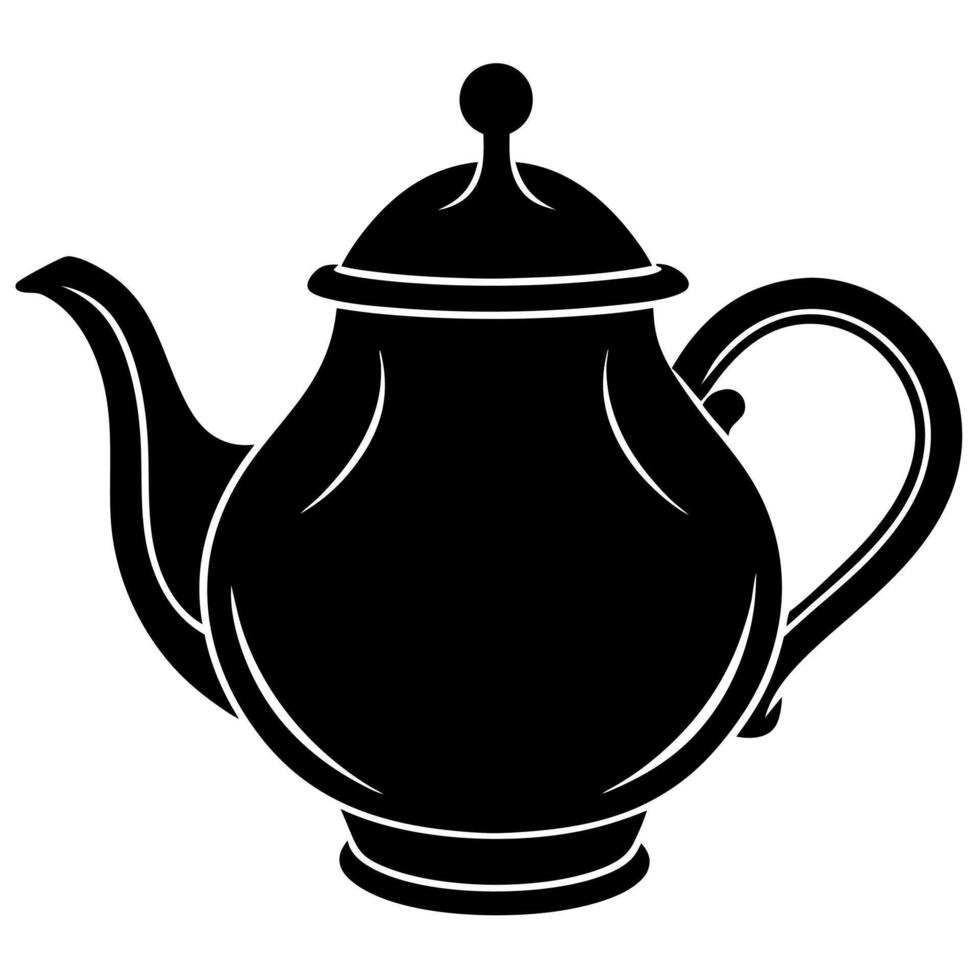 Teapot black silhouette illustration vector