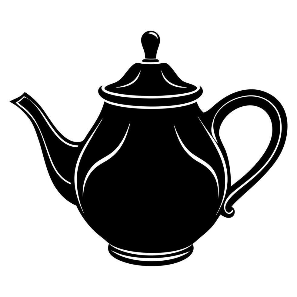 Teapot black silhouette illustration vector