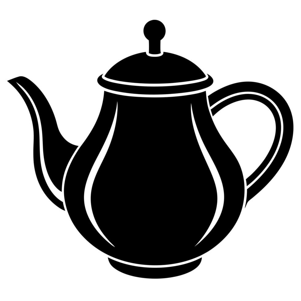 Teapot black silhouette illustration vector