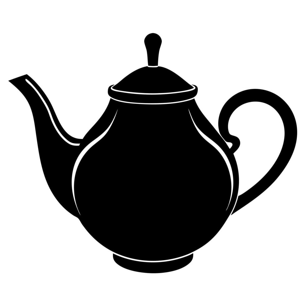 Teapot black silhouette illustration vector