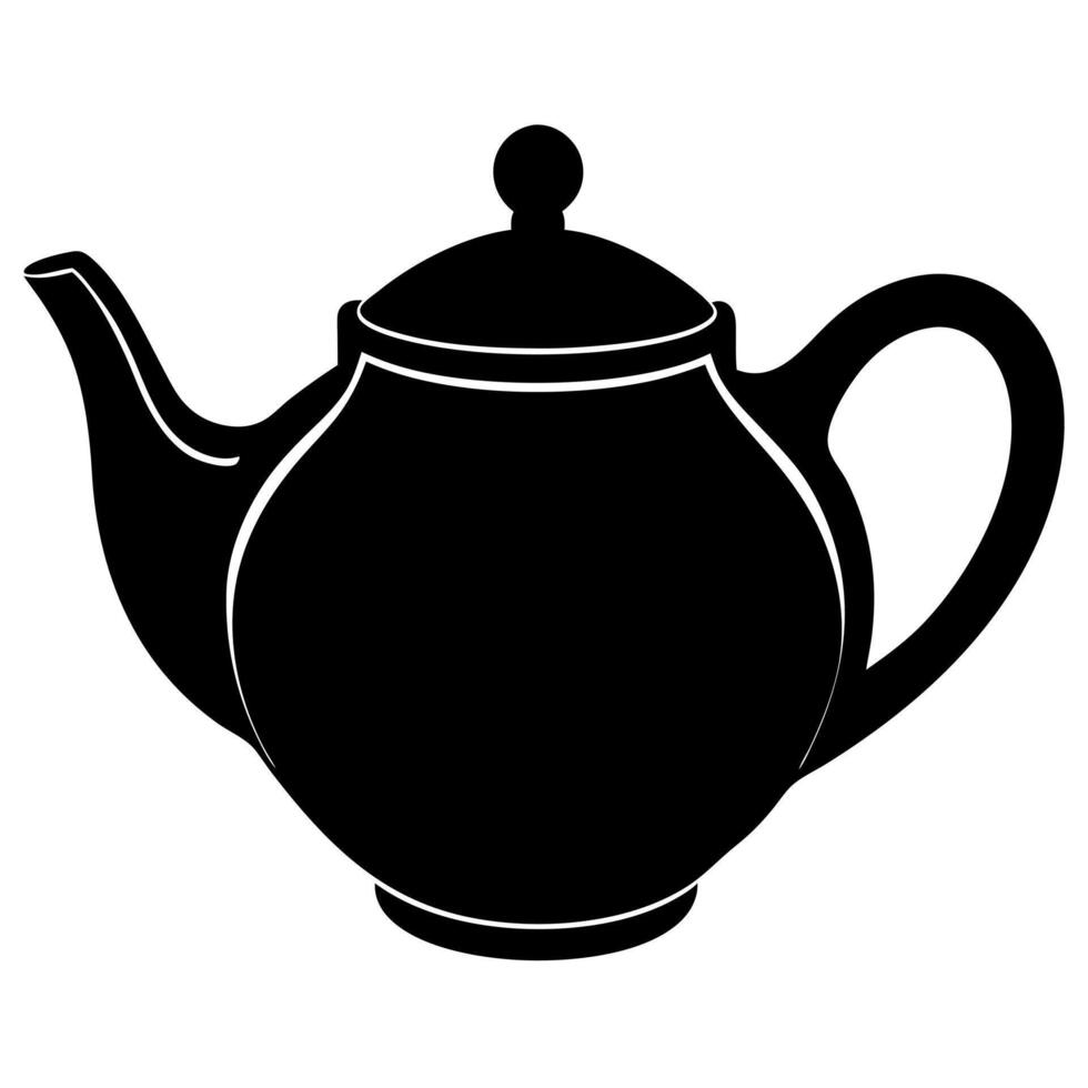 Teapot black silhouette illustration vector