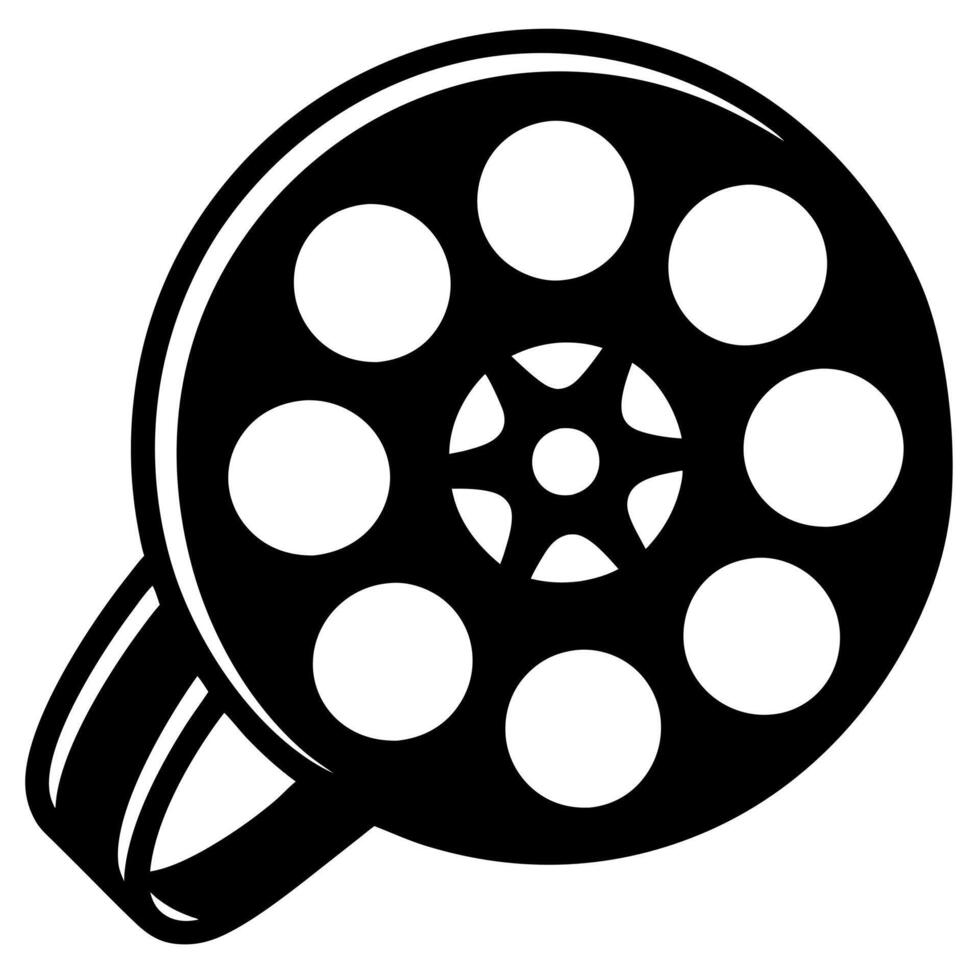 movie film reel black silhouette illustration vector