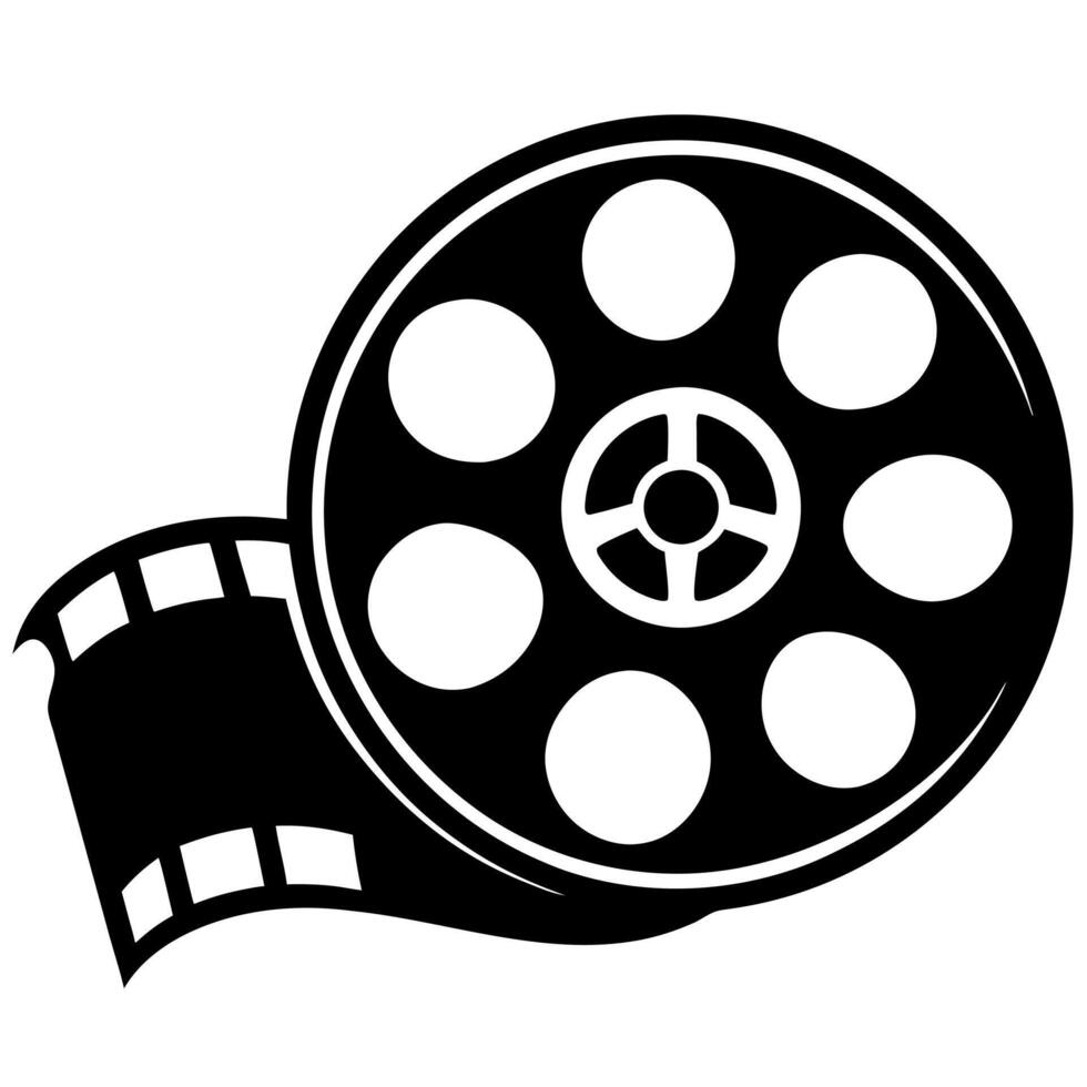movie film reel black silhouette illustration vector