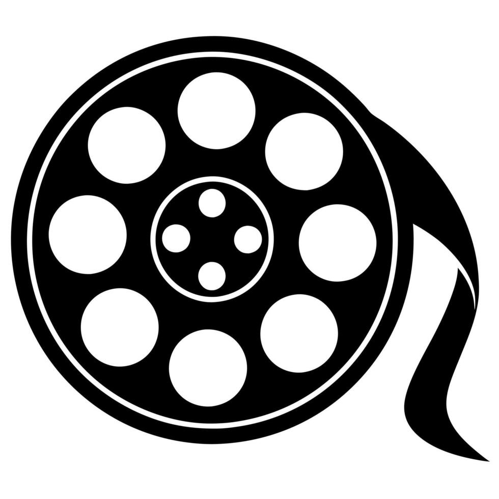 movie film reel black silhouette illustration vector