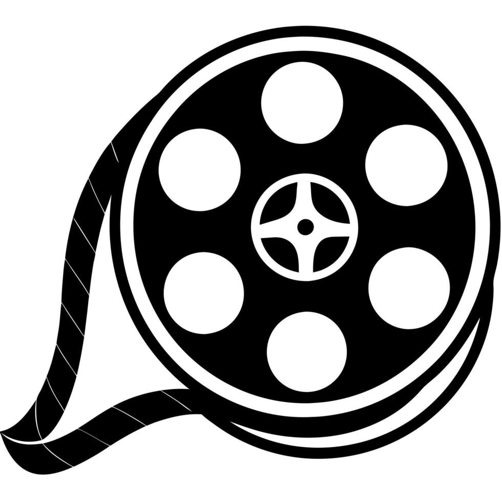 movie film reel black silhouette illustration vector