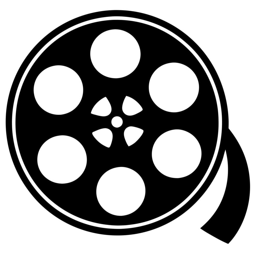 movie film reel black silhouette illustration vector