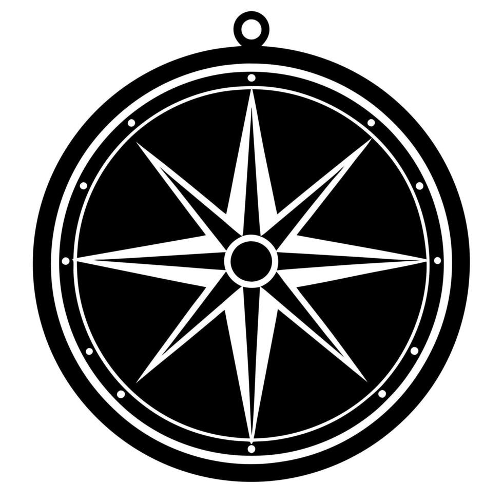 navigation travel compass black silhouette illustration vector