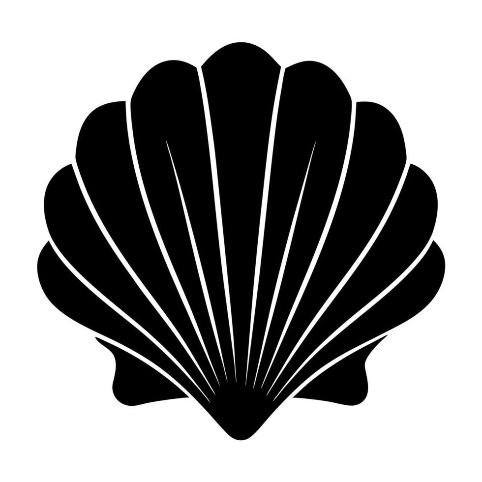 sea shell black silhouette illustration vector