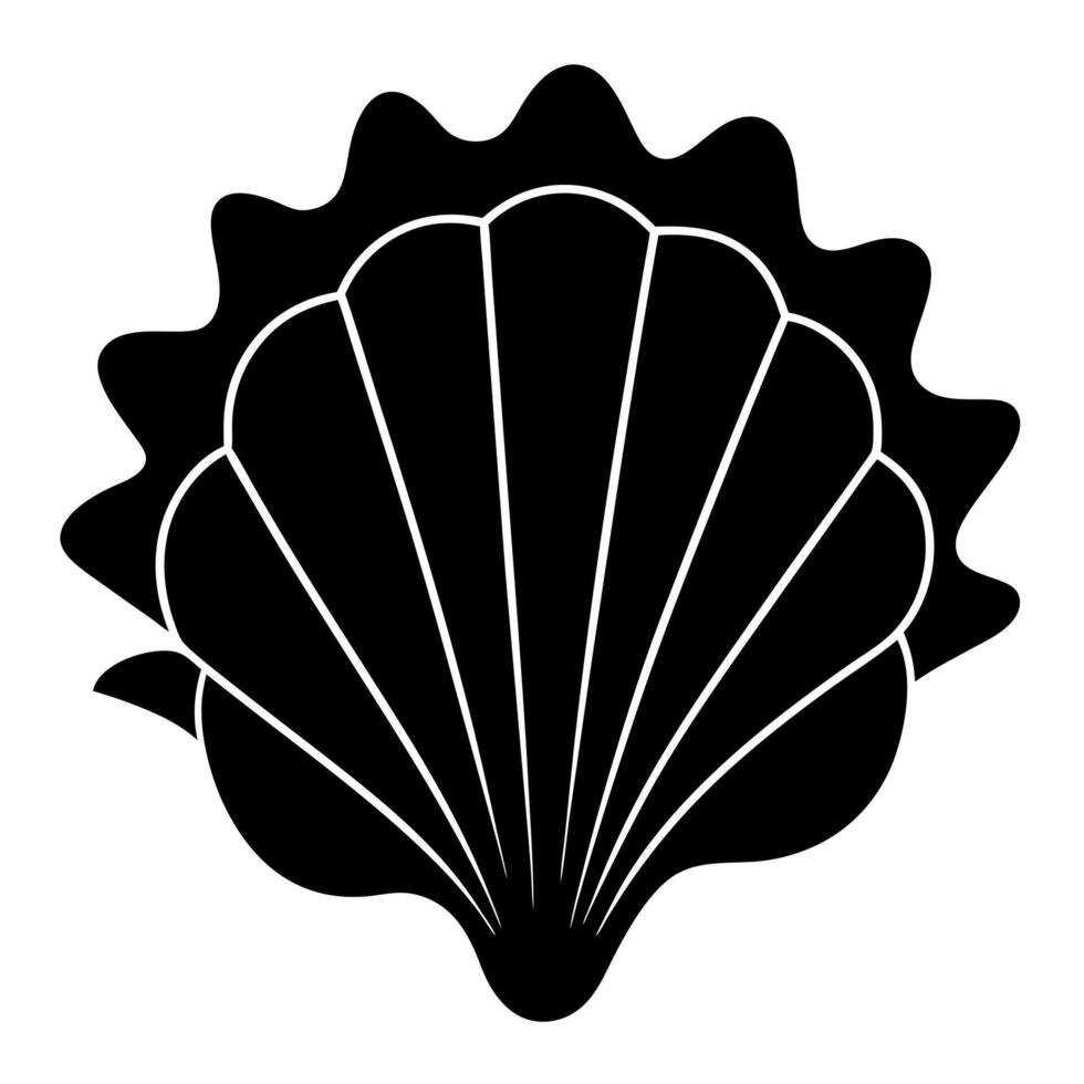 sea shell black silhouette illustration vector