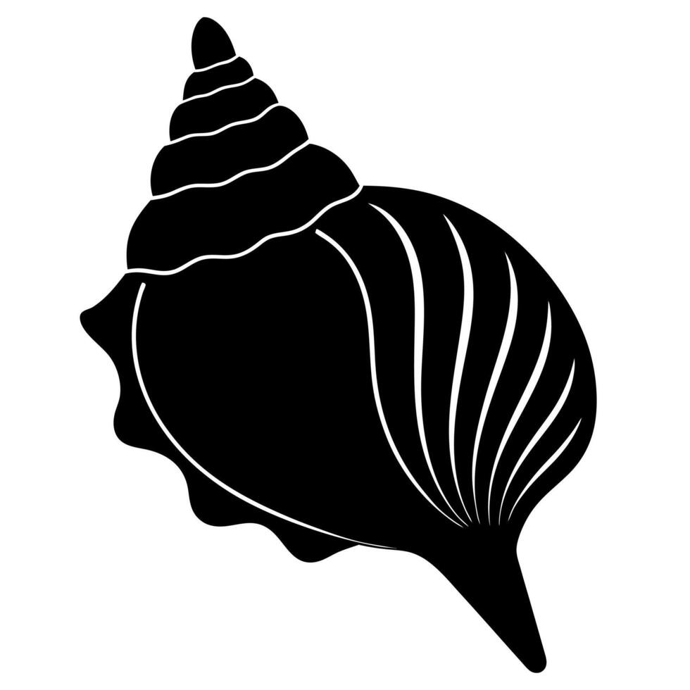 sea shell black silhouette illustration vector