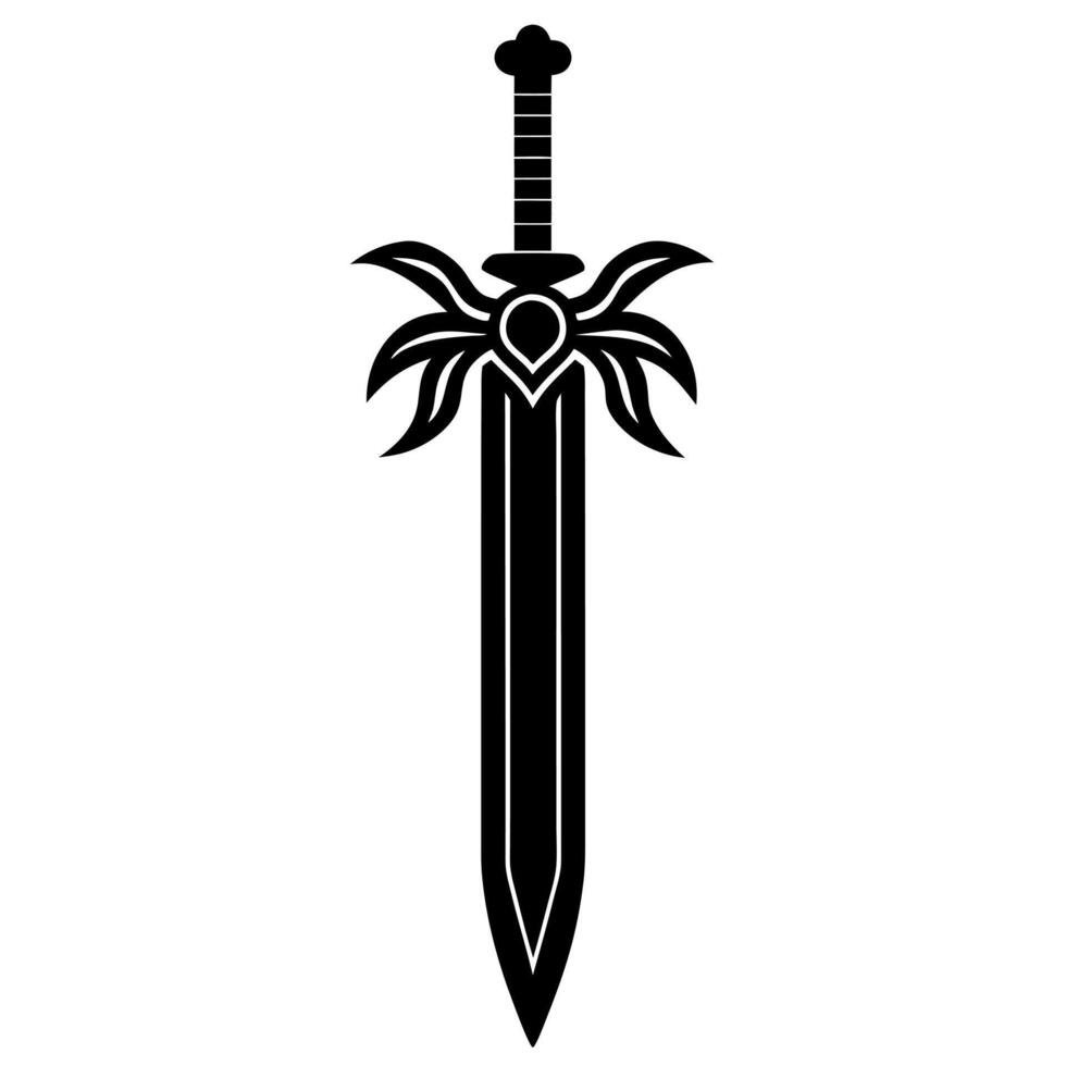 sword black silhouette illustration vector