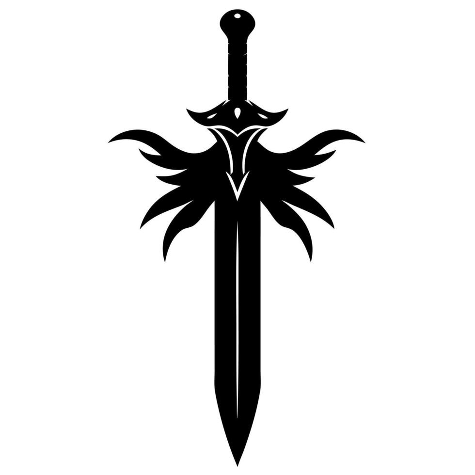 sword black silhouette illustration vector