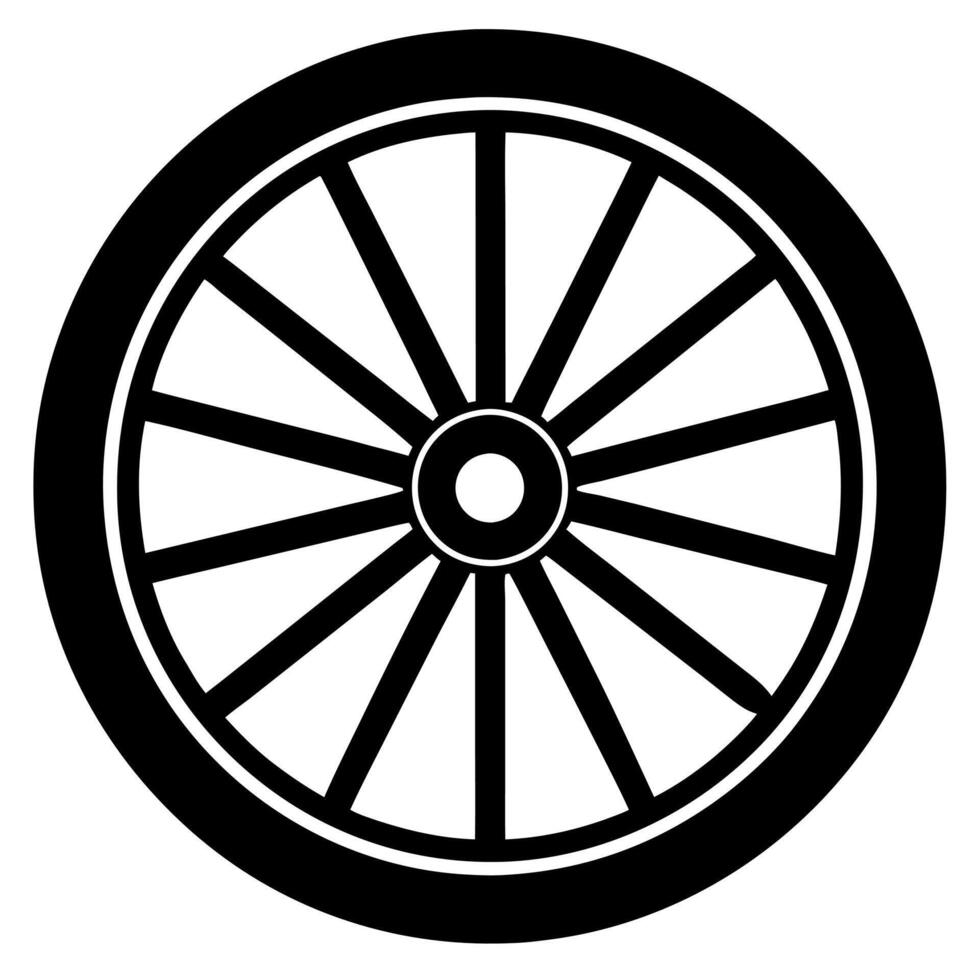 wagon wheel black silhouette illustration vector