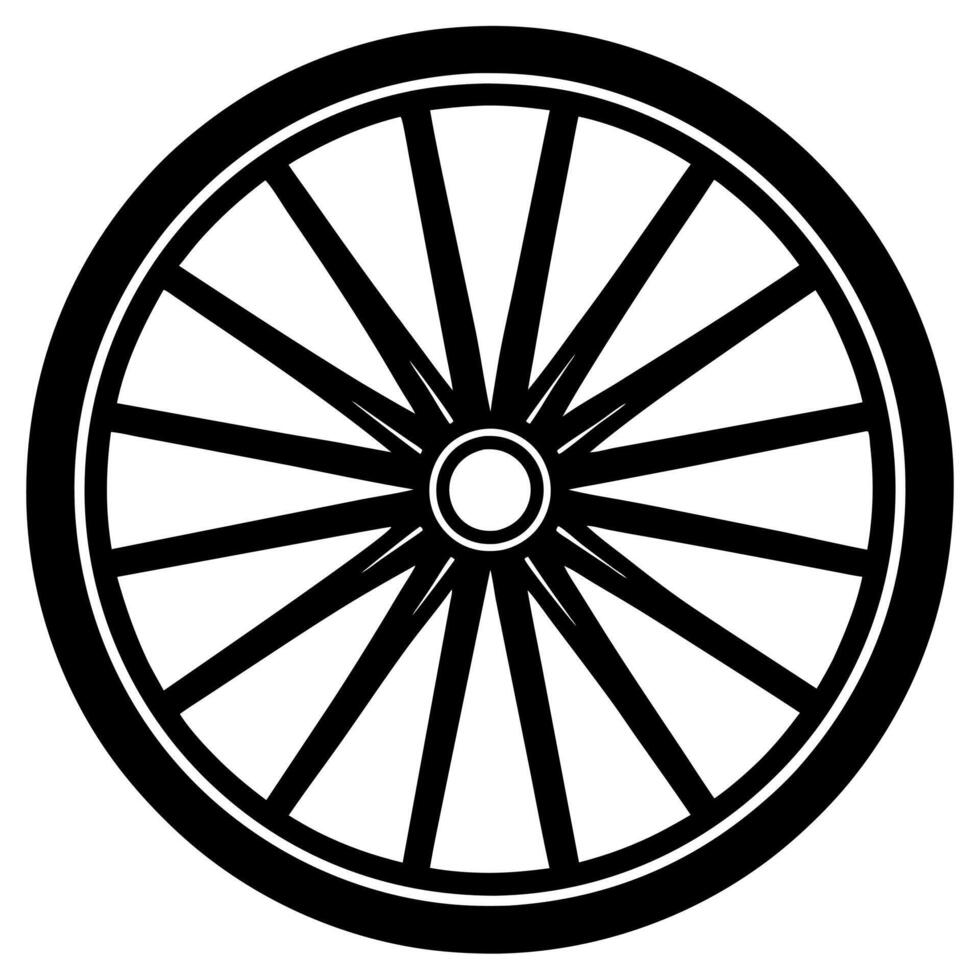 wagon wheel black silhouette illustration vector