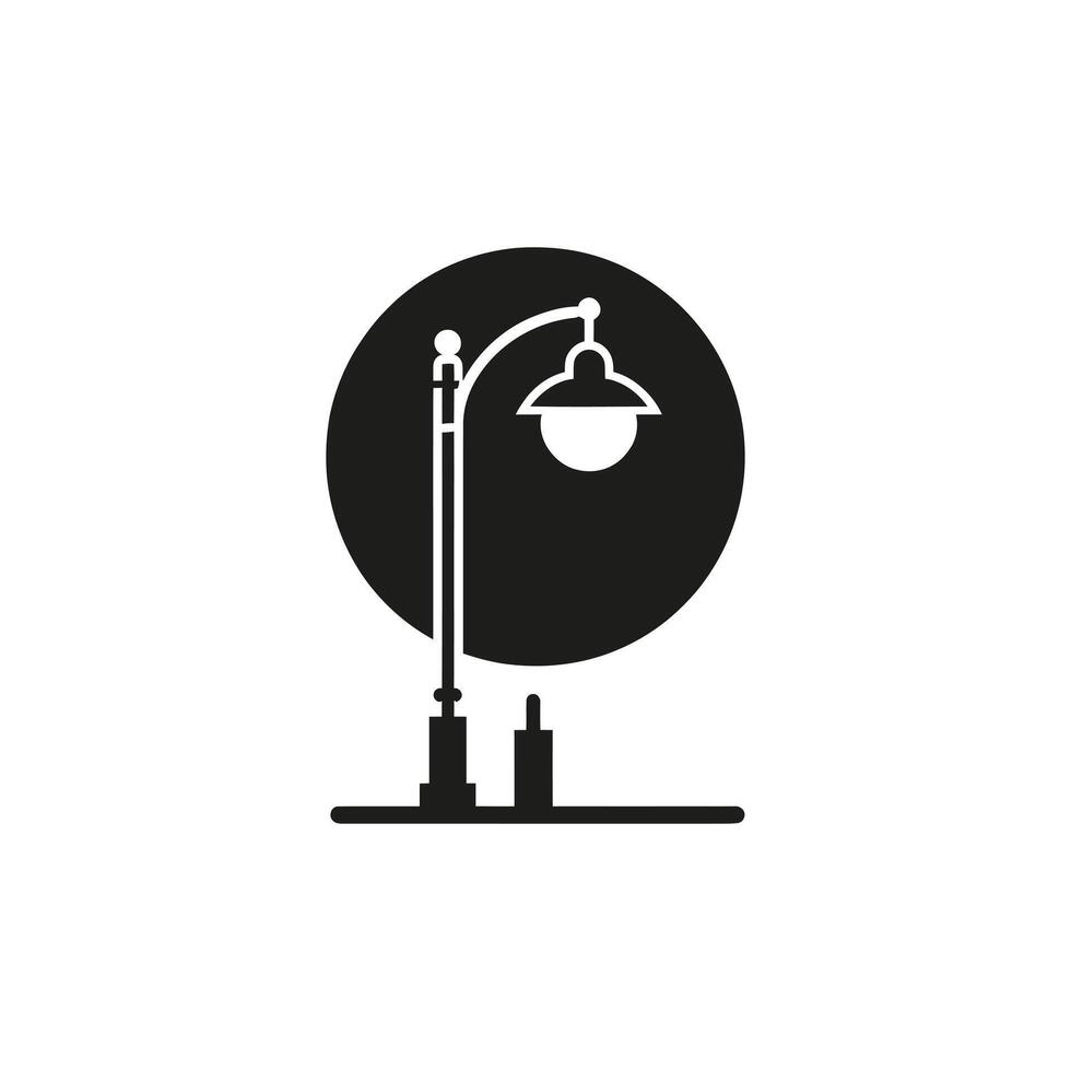 Minimalist Dual Street Lamp Icon - Urban Lighting Illustration vector