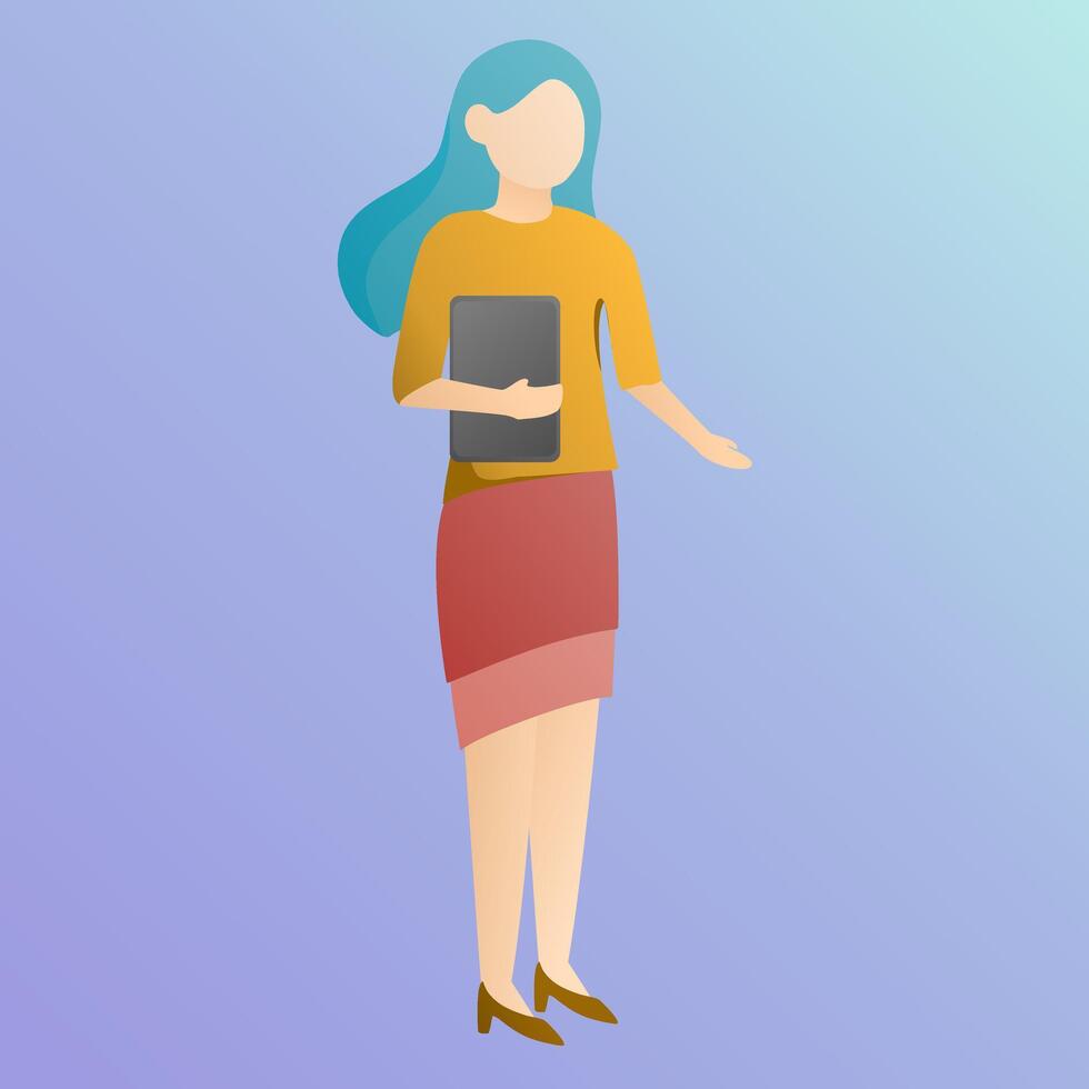 Female office worker holding an laptop vector